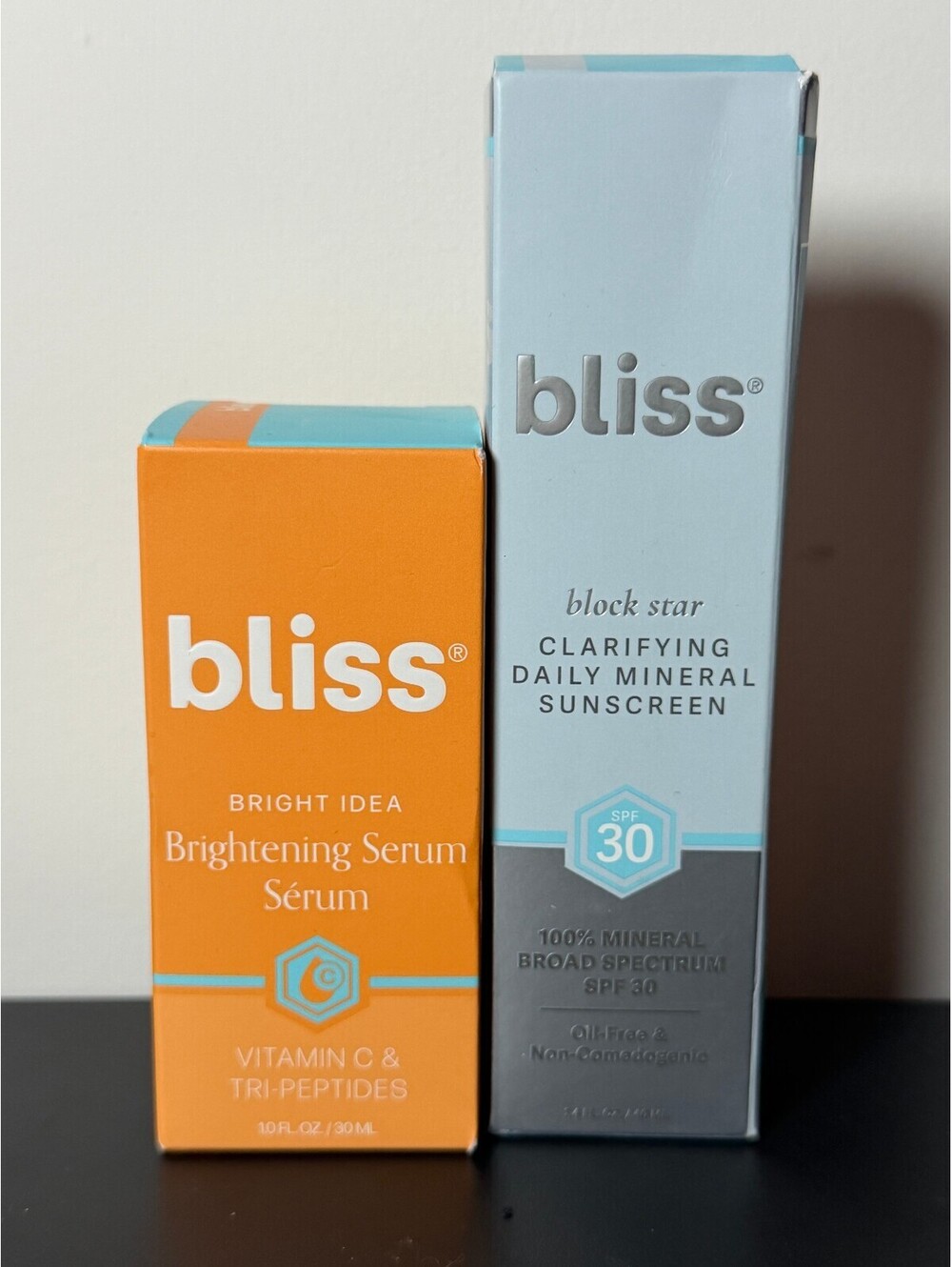Bliss Bright Idea Vitamin C Serum + Block Star Mineral SPF 30 Sunscreen NEW